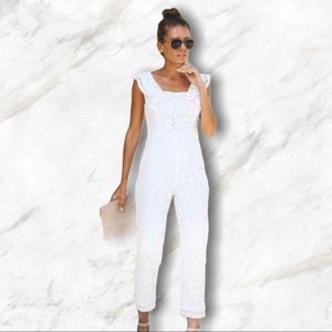 Vici Collection White Lace Ankle Jumpsuit